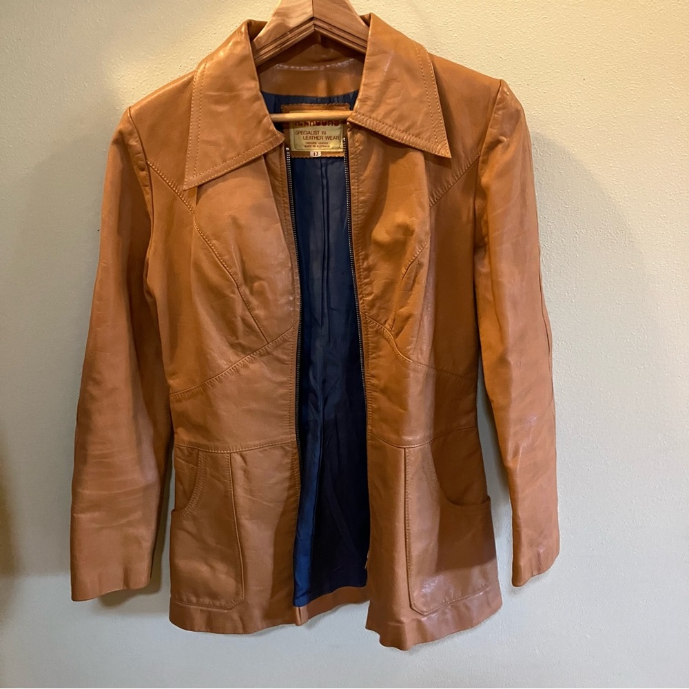 Vintage Leather Zip Jacket Australian Sz 12 US Sz 6